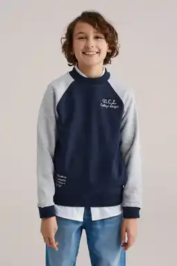 Wehkamp WE Fashion sweater met backprint donkerblauw aanbieding