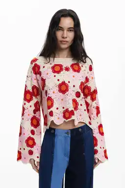 Wehkamp Desigual top roze crochet aanbieding