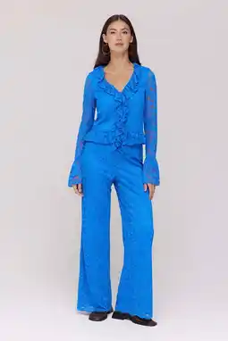Wehkamp HARPER & YVE kanten wide leg regularwaist broek blauw aanbieding