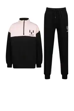 Wehkamp Messi sweater + joggingbroek lichtroze/zwart aanbieding