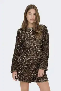 Wehkamp ONLY top brons met pailletten aanbieding