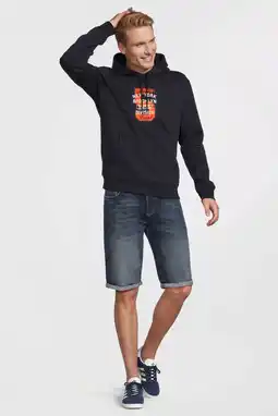 Wehkamp Anytime hoodie met printopdruk donkerblauw aanbieding
