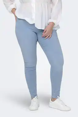 Wehkamp ONLY CARMAKOMA skinny regularwaist broek light blue denim aanbieding