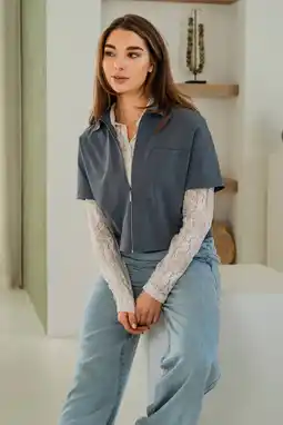 Wehkamp Co Woman jasje grijsblauw aanbieding