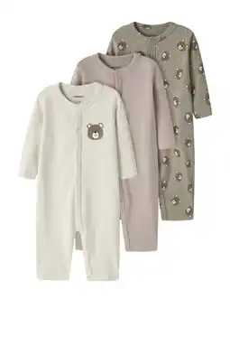 Wehkamp NAME IT BABY baby pyjama - kaki/beige/oudroze (set van 3) aanbieding