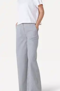 Wehkamp Another-Label wide leg regularwaist broek met krijtstreep zwart aanbieding