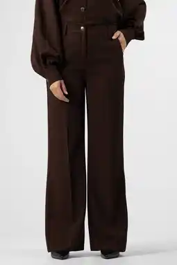 Wehkamp LabeL DOT straight regularwaist pantalon donkerbruin aanbieding