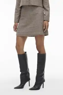 Wehkamp VILA geruite mini rok beige aanbieding