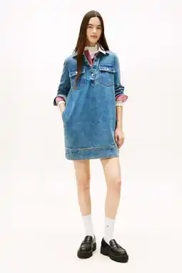Wehkamp Tommy Jeans denim spijkerjurk medium blue denim aanbieding