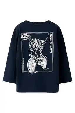 Wehkamp NAME IT MINI longsleeve met backprint donkerblauw aanbieding