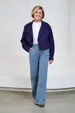 Wehkamp Mart Visser X Caroline Tensen suede jasje donkerblauw aanbieding