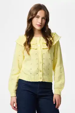 Wehkamp PIECES gebreid vest geel aanbieding