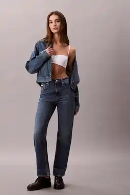 Wehkamp CALVIN KLEIN JEANS highwaist straight leg jeans medium blue denim aanbieding