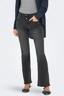 Wehkamp ONLY regularwaist flared jeans black denim aanbieding