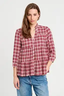 Wehkamp Cache Cache blouse donkerrood/ ecru aanbieding