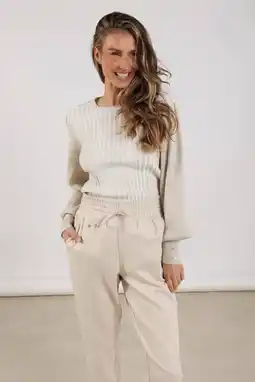Wehkamp NUKUS pullover trui crème rib gebreid aanbieding