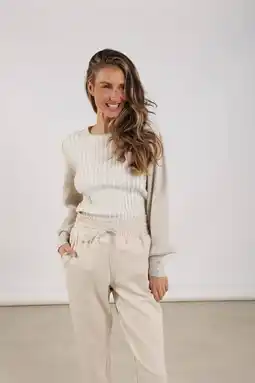 Wehkamp NUKUS pullover trui crème rib gebreid aanbieding