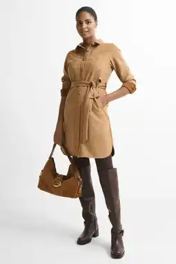Wehkamp Smashed Lemon suede midi jurk bruin aanbieding