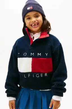 Wehkamp Tommy Hilfiger teddy fleecetrui donkerblauw aanbieding