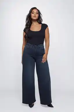 Wehkamp Fox Factor highwaist wide leg jeans dark blue denim aanbieding