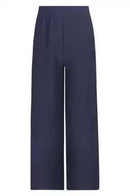 Wehkamp Like Flo Young wide leg regularwaist casual broek donkerblauw met textuur aanbieding