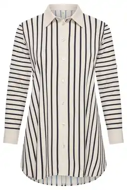 Wehkamp Plus Basics travelstof gestreepte blouse ecru aanbieding