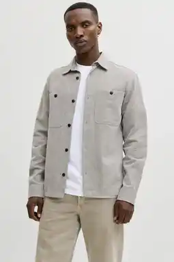 Wehkamp JACK & JONES PREMIUM regular casual overhemd met linnen grijs aanbieding