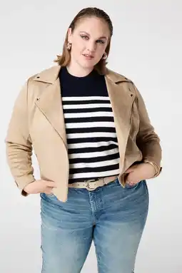 Wehkamp MS Mode imitatieleren jasje zand aanbieding