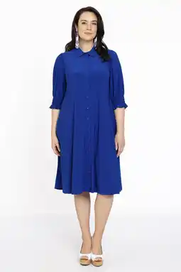 Wehkamp YOEK blousejurk DOLCE van travelstof blauw aanbieding