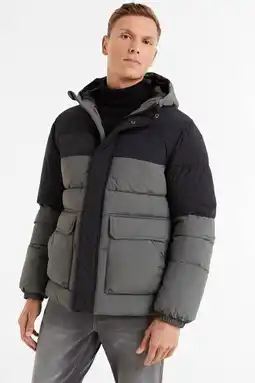 Wehkamp Anytime gewatteerde colourblock jas grijs/zwart aanbieding