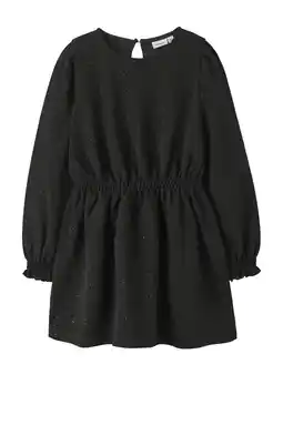 Wehkamp NAME IT KIDS midi jurk met glitter zwart aanbieding