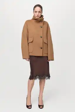 Wehkamp Mango wollen manteljas bruin aanbieding