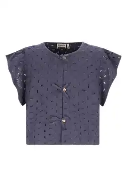 Wehkamp Like Flo blouse donkerblauw broderie aanbieding