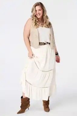 Wehkamp MS Mode gilet met pailletten beige aanbieding