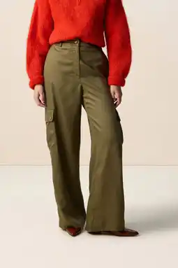Wehkamp Sissy-Boy Wide leg highwaist cargobroek kaki aanbieding