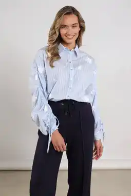 Wehkamp NUKUS gestreepte blouse lichtblauw aanbieding