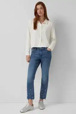 Wehkamp s.Oliver slim fit jeans met parels medium blue denim aanbieding