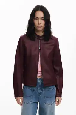 Wehkamp Desigual imitatieleren jas donkerrood aanbieding