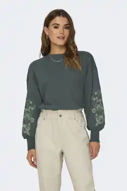 Wehkamp ONLY gebloemde sweater groen aanbieding