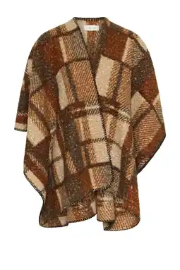 Wehkamp Cream CRBlye Teddy Cape geruite poncho bruin/ecru aanbieding