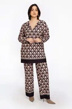Wehkamp YOEK regular highwaist broek paars aanbieding