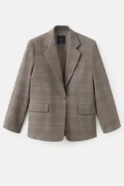 Wehkamp Mango geruit regular blazer grijsbruin aanbieding