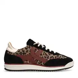 Wehkamp Manfield suède sneakers zwart/panter aanbieding