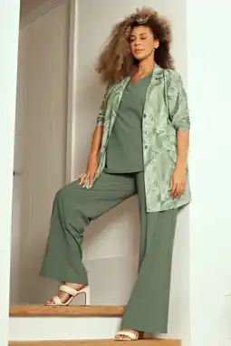 Wehkamp Plus Basics travelstof oversized blazer groen aanbieding