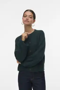 Wehkamp VERO MODA gebreid vest donkergroen aanbieding