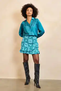 Wehkamp Lofty Manner satijnen blouse blauw aanbieding