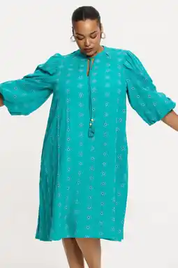 Wehkamp YOEK zomerjurk broderie turquoise aanbieding