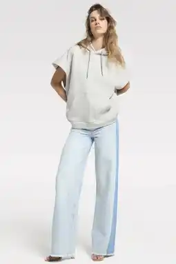Wehkamp Homage to Denim Wide Leg Jeans With Patchwork highwaist wide leg jeans light blue denim aanbieding