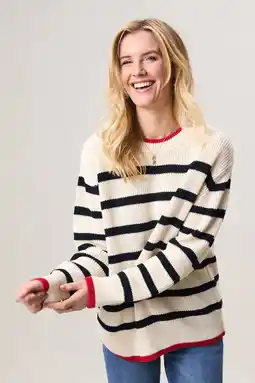 Wehkamp Miss Etam gestreepte pullover ecru aanbieding
