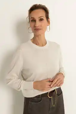 Wehkamp Claudia Sträter pullover met wol ecru aanbieding